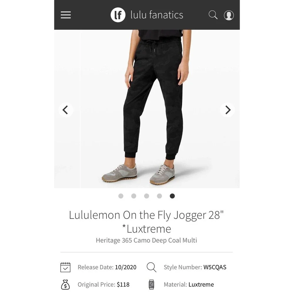 Lululemon On The Fly Luxtreme 28” Jogger Sz. 8 Camo Deep Coal